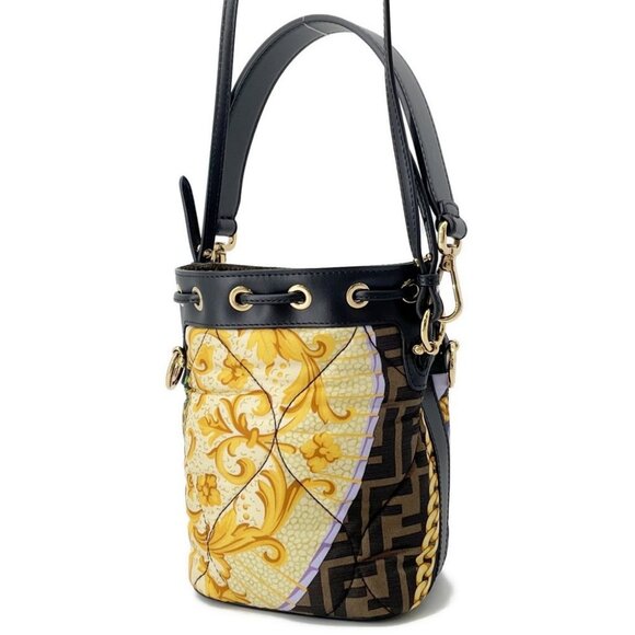 FENDI FENDI x Versace Mon Tresor Size Mini Nylon/Leather Multicolor/Brown 8BS010 - Picture 2 of 12